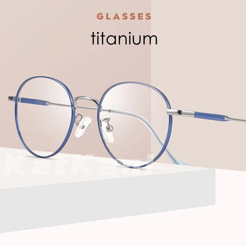 Top Trends: KatKani New Super Light Titanium Alloy Two-tone Eyeglasses Men Retro Round Myopia Optics Prescription Glasses Frame Women AC017 Shoppable Styles