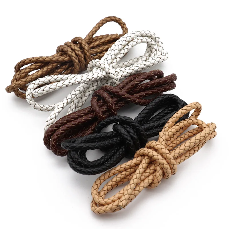 Top Trends: Mibrow 1meter 3 / 4 / 5 / 6mm Round Braided Leather Cords Vintage Black Coffee Leather String Rope For Bracelet Jewelry Making Shoppable Styles