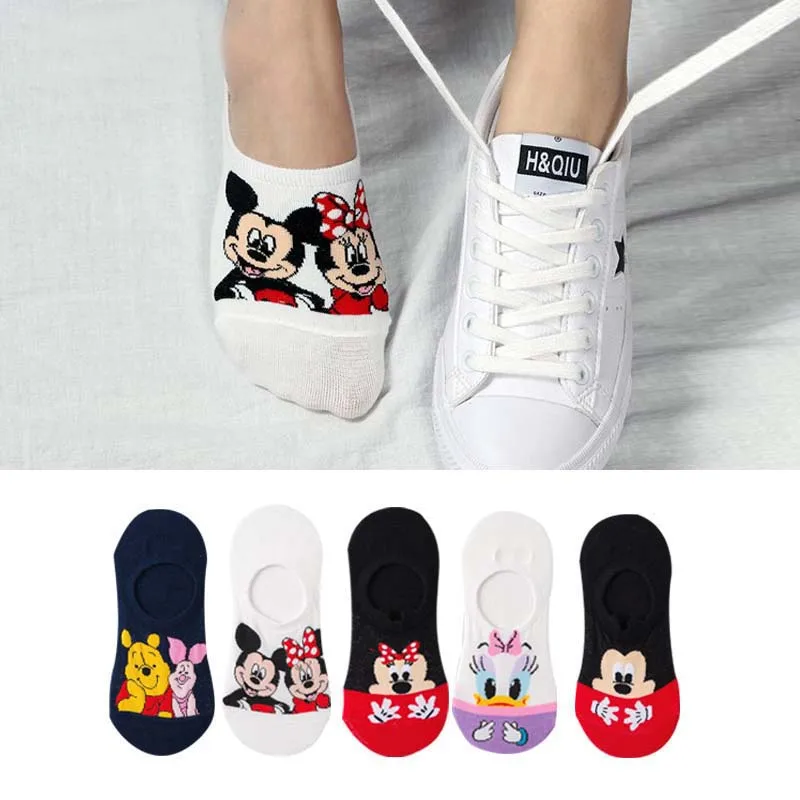 Top Trends: 5 Pairs Casual Cute Women Socks Animal Cartoon Mickey Minnie Daisy Socks Cotton Invisible Funny Socks Size 35-41 Dropshipping Shoppable Styles