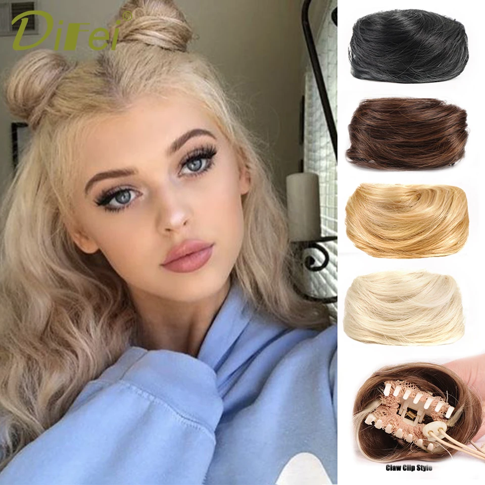 Top Trends: DIFEI Claw Clip-on Hair Buns Synthetic Curly Hair Chignon ​Fakehair Clip In Hair Heat Resistant Womens Hair Black Golden Bun Wig Shoppable Styles