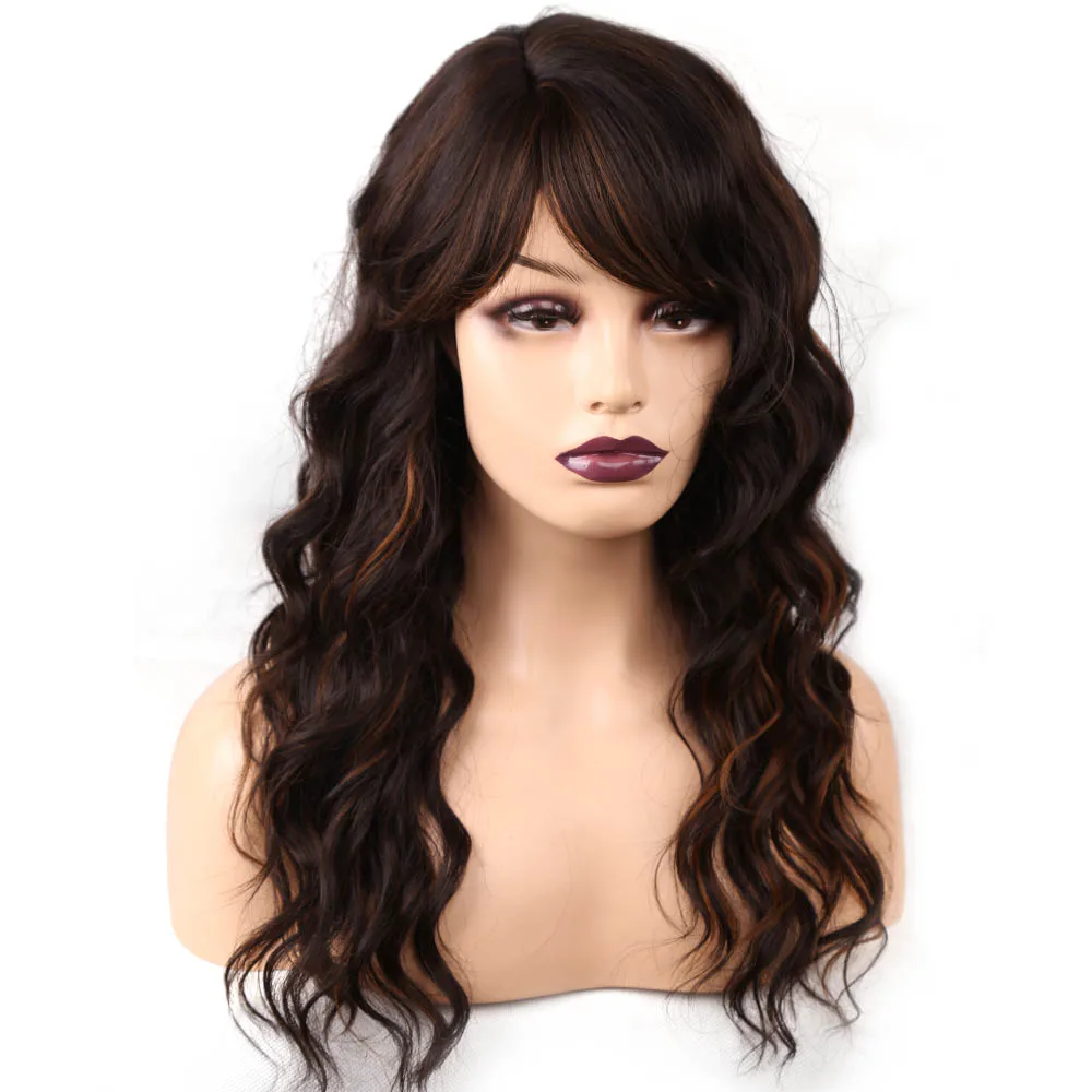 Top Trends: Amir Synthetic Long Fluffy Curly Wavy Hair Wigs For Women Ombre Wig With Bangs Natural Black Blonde Brown Cosplay Party Wig Shoppable Styles - Image 2