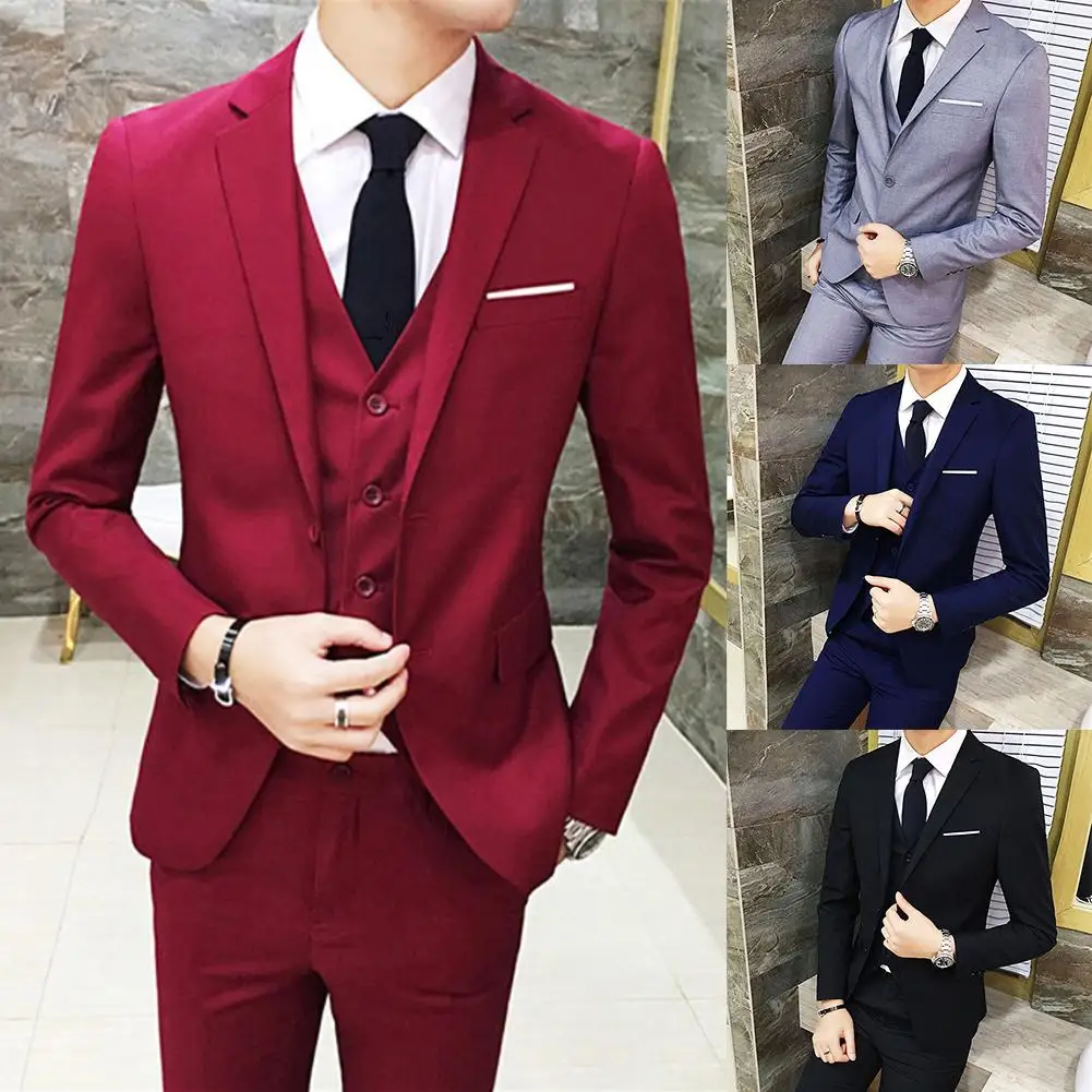 Top Trends: 3Pcs / Set Luxury Plus Size Men Suit Set Formal Blazer + Vest + Pants Suits Sets Oversize For Men&#039;s Wedding Office Business Suit Set Shoppable Styles