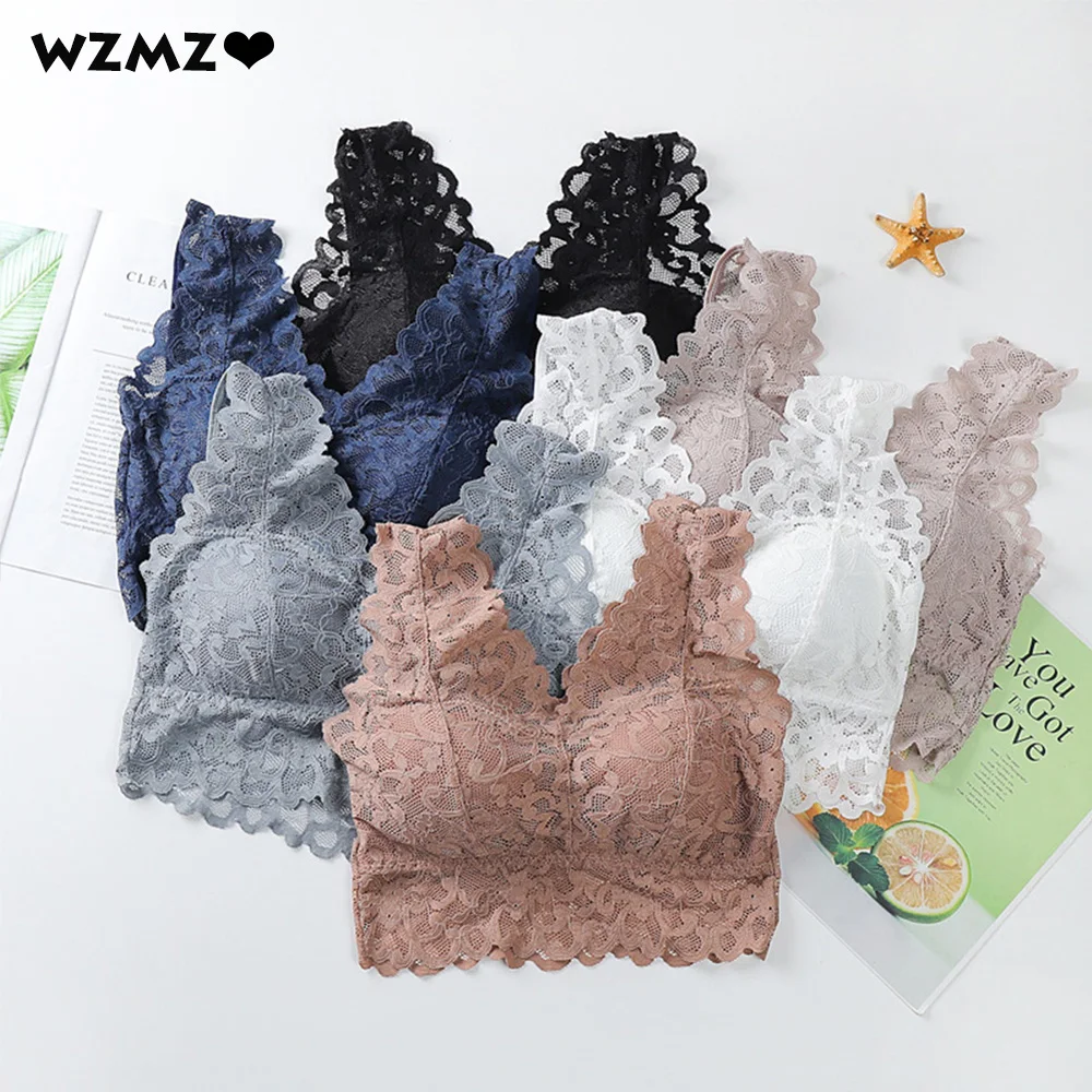 Top Trends: Breathable Female Vest Sexy Lace Bra Beauty Back Women Wire Free Push Up Bralette Underwear Seamless Wireless Gather Brassiere Shoppable Styles