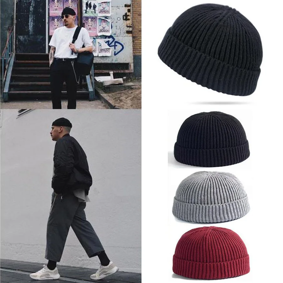 Top Trends: Men Women Knitted Hat Beanie Skullcap Sailor Cap Cuff Brimless Retro Navy Style Unisex HipHop Elastic Warm Winter Ski Beanie Hat Shoppable Styles