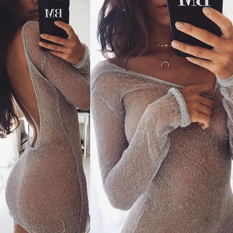 Top Trends: Women Sexy Bodycon Mesh Top Sheer Mini Dress 2018 High Quality Dress Sexy Women Dresses Robe Femme Elbise Shoppable Styles