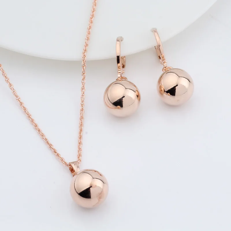 Top Trends: Irina New Arrivals 585 Rose Gold Color Spherical Ball Geometric Dangle Earrings Set Women Wedding Party Exquisite Jewelry Set Shoppable Styles