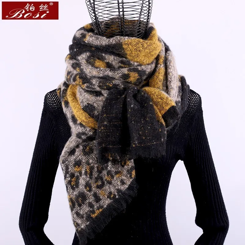 Top Trends: Cashmere Scarf Leopard Plaid Print Winter Fashion For Women Tassel Shawl Plaid Long Scarves Brand Oversize Wool Wraps Pashmina Shoppable Styles