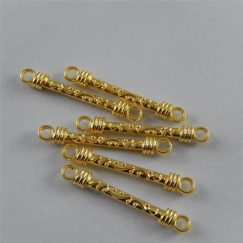 Top Trends: Julie Wang 10-50PCS Small Gold Color Stick Connectors Pattern Pendant Alloy Charms Handmade Bracelet Jewelry Making Accessory Shoppable Styles - Image 6