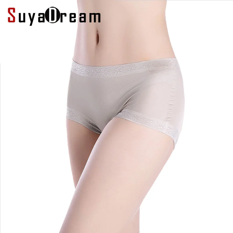 Top Trends: SuyaDream Women 100% Natural Silk Seamless Panties Mid-rise Boxer Health Underwear 2022 Pink Nude Black Shoppable Styles