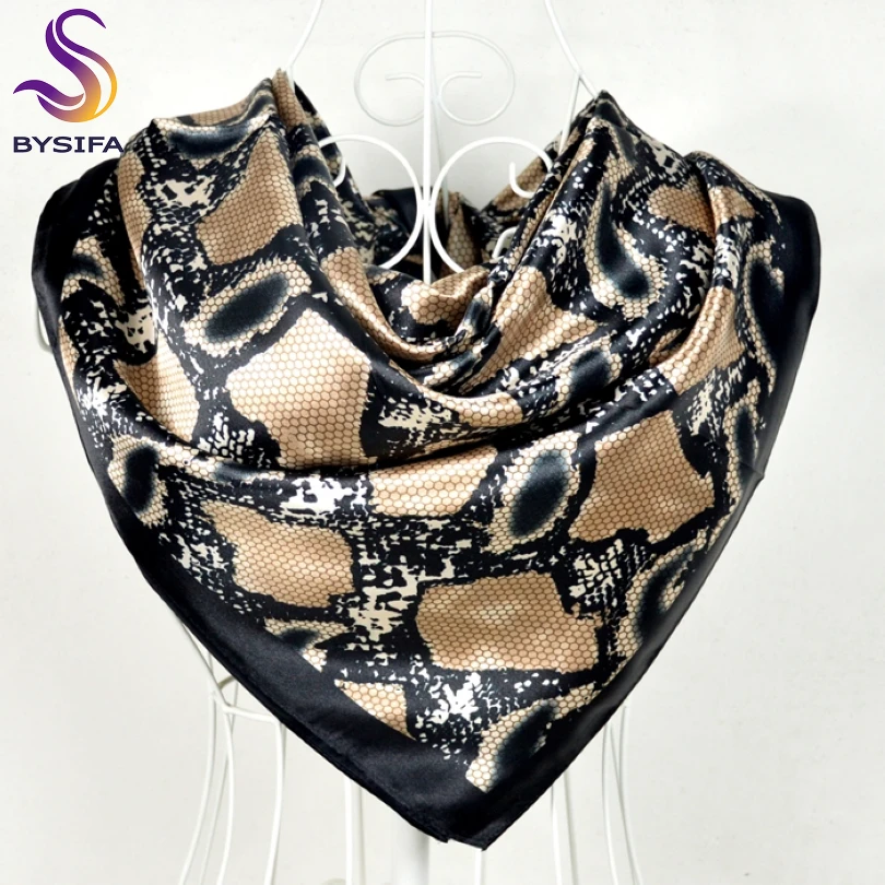 Top Trends: New Style Snakeskin Pattern Square Scarves Wraps Printed Hot Sale Women Pink Blue Silk Scarf Shawl Unisex Muslim Silk Muffler Shoppable Styles