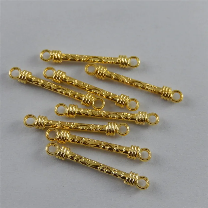 Top Trends: Julie Wang 10-50PCS Small Gold Color Stick Connectors Pattern Pendant Alloy Charms Handmade Bracelet Jewelry Making Accessory Shoppable Styles