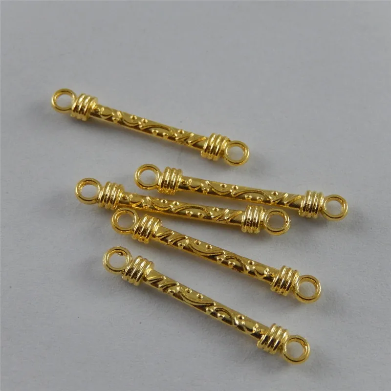 Top Trends: Julie Wang 10-50PCS Small Gold Color Stick Connectors Pattern Pendant Alloy Charms Handmade Bracelet Jewelry Making Accessory Shoppable Styles - Image 5