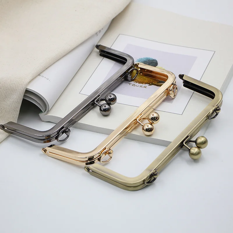 Top Trends: 2PCS 20.5cm Rectangle Bag Purse Frame Screw DIY Part High Quality Bag Hardware Metal Ball Clasp Gold Brass Bag Hook Hanger Shoppable Styles