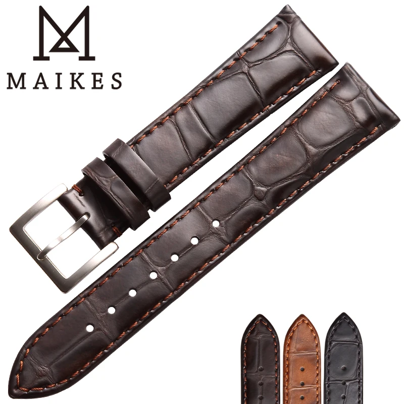 Top Trends: MAIKES Genuine Leather Strap Watch Accessories Handmade Watchbands 18mm 19mm 20mm 22mm Light Brown Black Watch Bracelets Band Shoppable Styles - Image 6