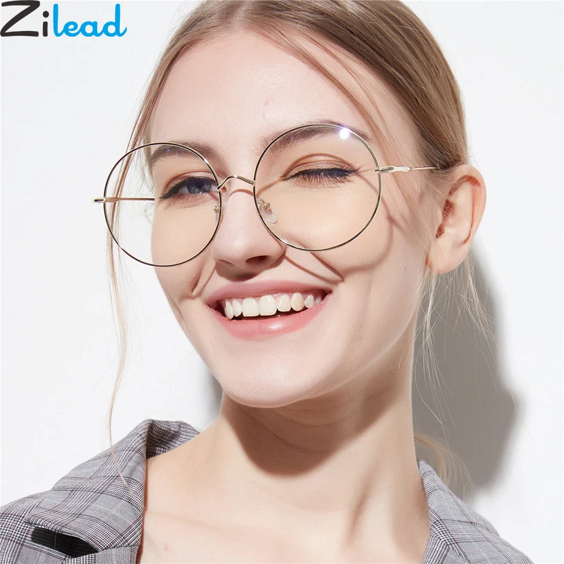 Top Trends: Zilead Oversize Round Glasses Frame For Women&amp;Men Retro Metal Clear Len Glasses Optical Spectacle Glasses Eyeglasses Unisex Shoppable Styles