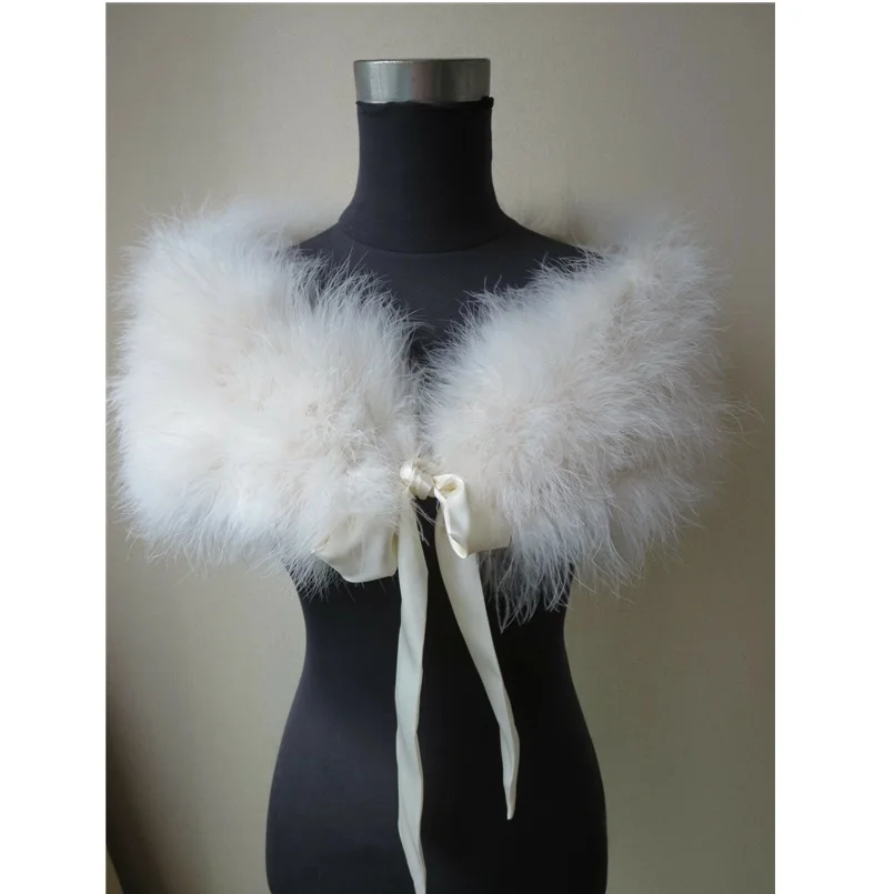 Top Trends: White Feather Wrap Bridal Wraps 100% Marabou Feather Bridesmaids Boleros Occasion Wraps Bridal Wedding Shrugs 10colors Shoppable Styles - Image 4