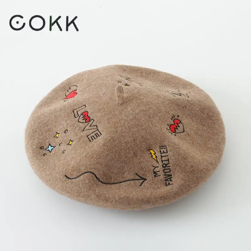 Top Trends: COKK Autumn Winter Hats For Women Lady Wool Beret Artist Painter Cap Embroidery Beret Female England Vintage Boina Feminina Shoppable Styles