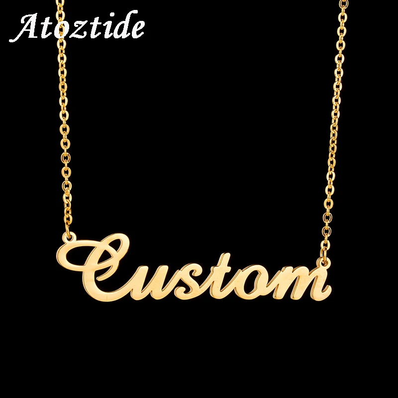 Top Trends: Atoztide Customized Fashion Stainless Steel Name Necklace Personalized Letter Gold Color Choker Necklace Pendant Nameplate Gift Shoppable Styles