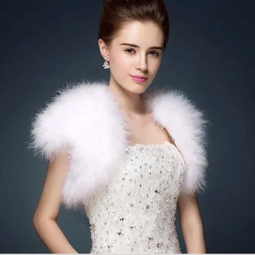 Top Trends: Ostrich Feathers Bolero Shrugh WaistCoat Vintage Marabou Feather Shrug Stole Bridal Accessories Bridal Dress Evening Cape S69 Shoppable Styles