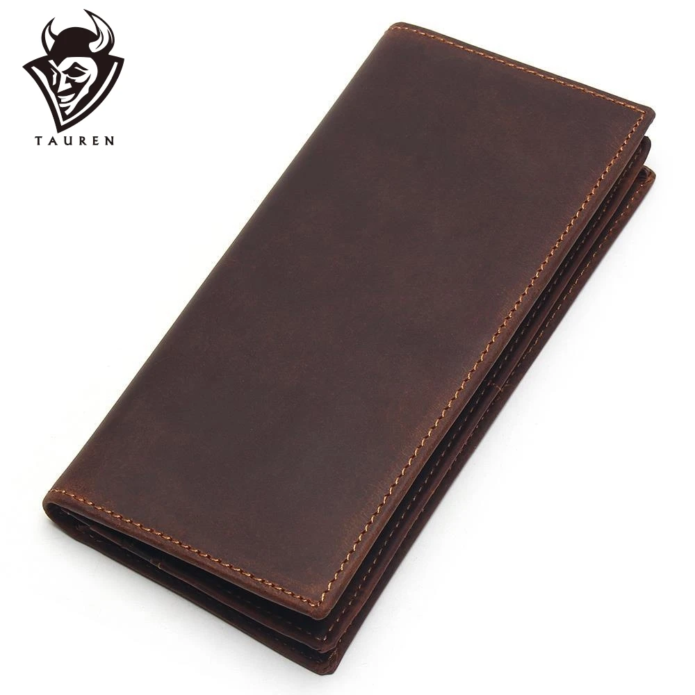 Top Trends: Mens Long Crazy Horse Leather Wallets Men Genuine Wallet Clutch Vintage Male Purse Shoppable Styles