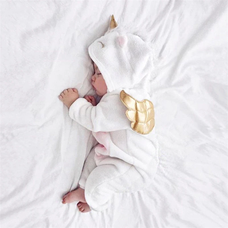 Top Trends: 0-24M Newborn Kid Baby Boy Girl Clothes Cute Unicorn Flannel Hooded Romper Elegant Cotton Princess Jumpsuit Lovely Party Outfit Shoppable Styles