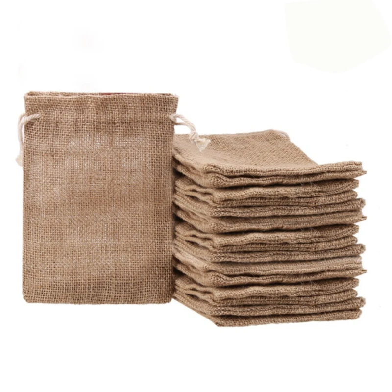 Top Trends: Burlap Bags With Drawstring Jute Jewelry Pouches Packing Storage Mini Sacks Gift Bag For Wedding Christmas Party Birthday Shower Shoppable Styles