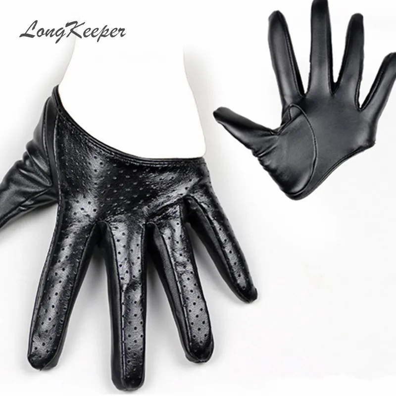 Top Trends: LongKeeper New Design Sexy Leather Gloves For Women Half Palm PU Leather Gloves Party Show Mittens Black Gold Silver SXJ106 Shoppable Styles