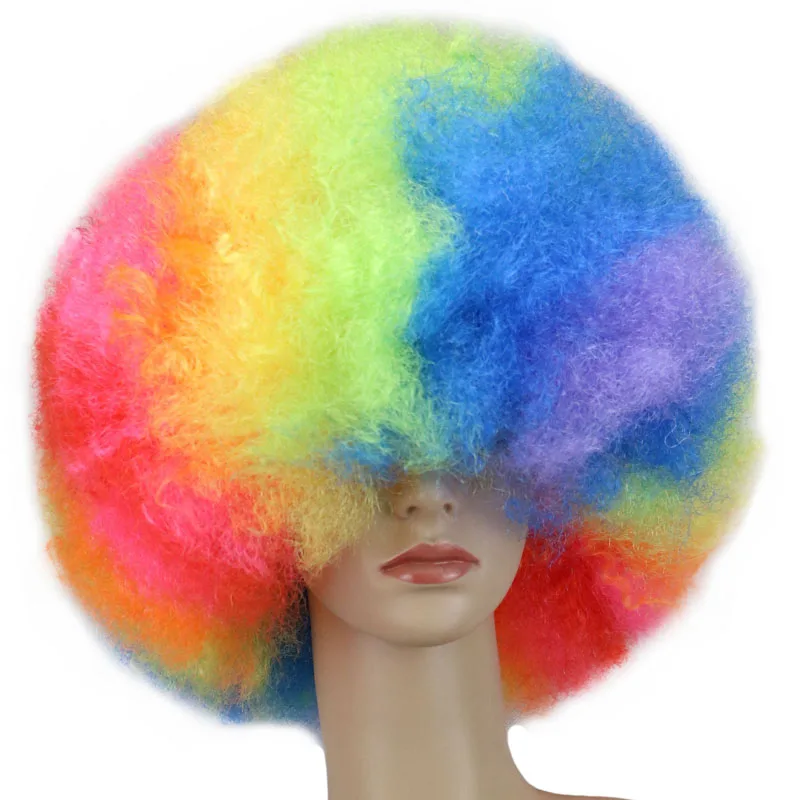 Top Trends: QQXCAIW Short Culry Cosplay Party Wig Red Green Puprle Pink Black Blue White Brown Yellow Blonde Dance Afro Wigs Synthetic Shoppable Styles