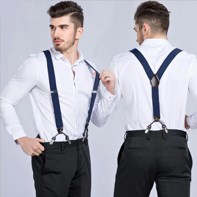 Top Trends: New Men's Suspenders 6clips Fashion Braces Leather Casual Suspensorios Adjustable Belt Strap High Quality Tirantes Shoppable Styles - Image 2