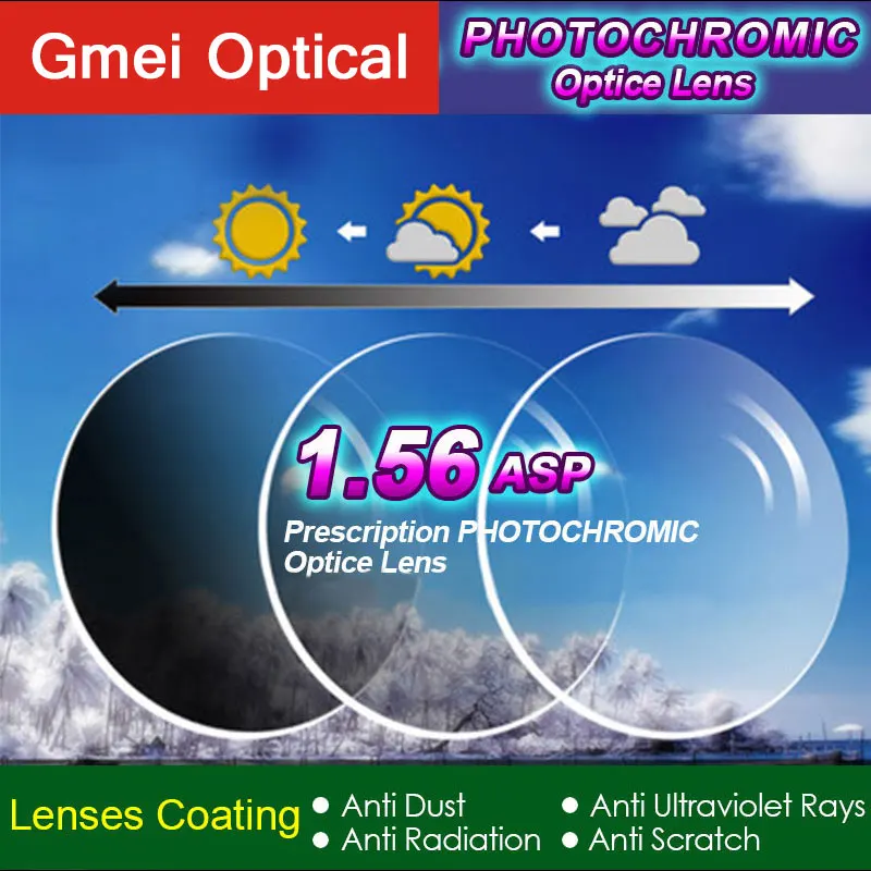 Top Trends: Gmei Optical 1.56 Index Photochromic Lenses Single Vision Prescription Optical Spectacles Lenses Fast Color Change Performance Shoppable Styles