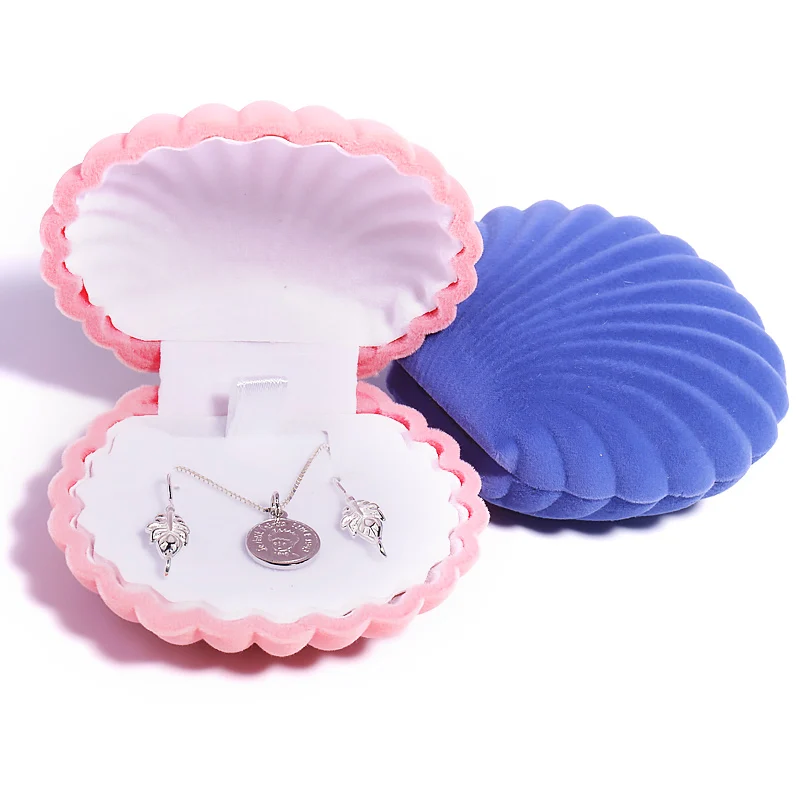 Top Trends: 1 Piece Lovely Shell Shape Velvet Jewelry Box Wedding Engagement Ring Box For Earrings Necklace Bracelet Display Gift Box Holder Shoppable Styles - Image 5