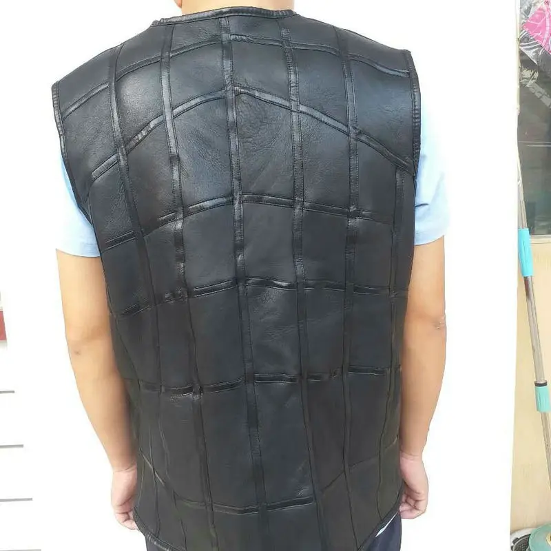 Top Trends: New Fashion, tank Top Men, real Sheepskin Vest, leather Vest, men's Suit, leather Jacket, thickening, inch To Be Customized Shoppable Styles - Image 3