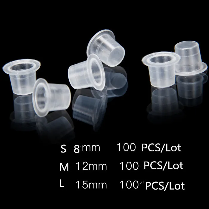 Top Trends: 100 PCS Plastic Disposable Microblading Tattoo Ink Cups S / M / L Permanent Makeup Pigment Clear Holder Container Cap Shoppable Styles