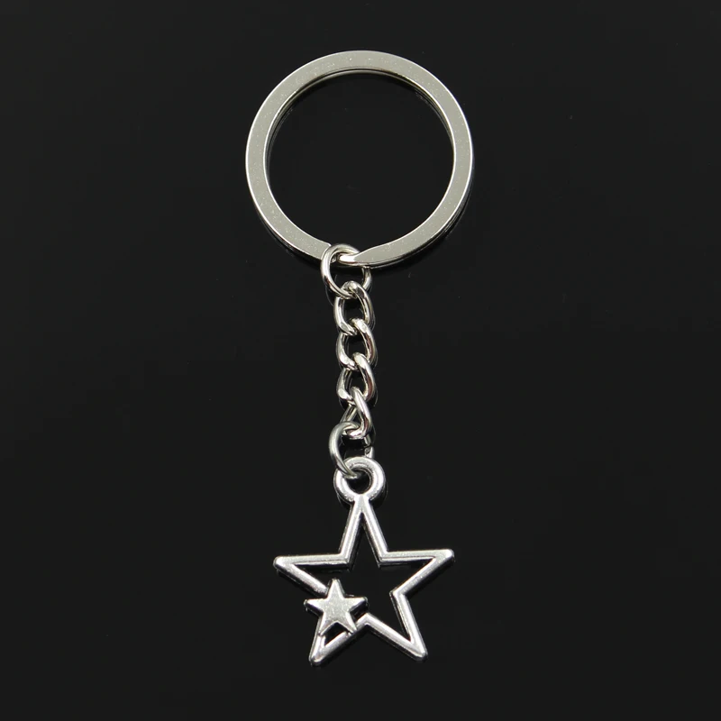 Top Trends: Fashion 30mm Key Ring Metal Key Chain Keychain Jewelry Antique Bronze Silver Color Plated Hollow Double Star 27x21mm Pendant Shoppable Styles