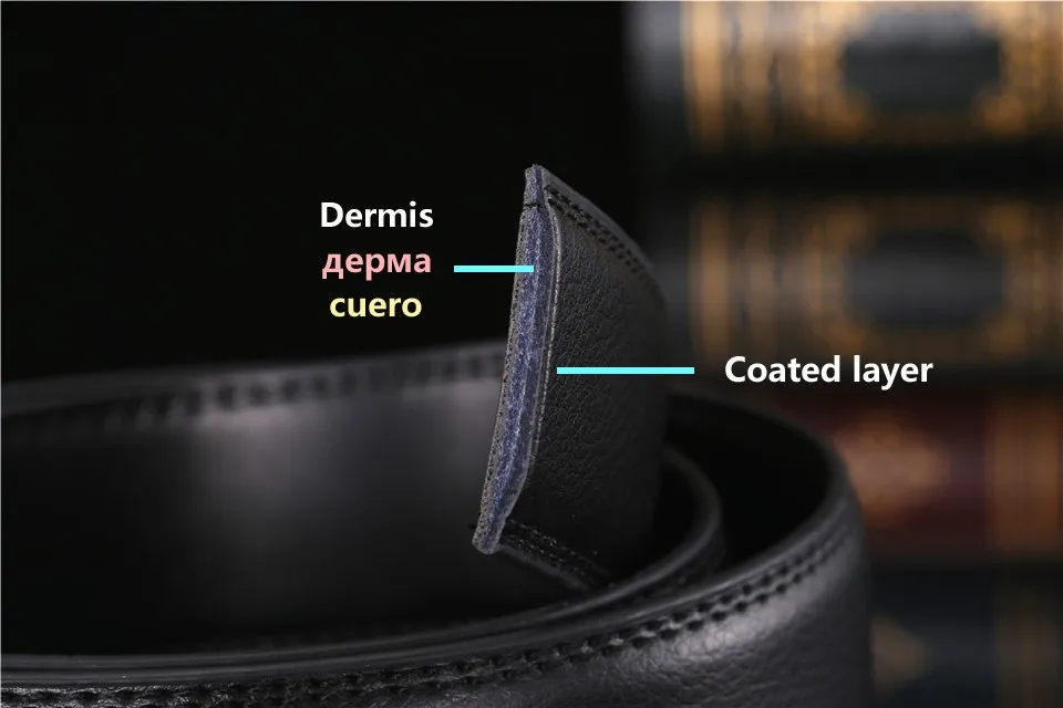 must nahast meeste püksirihm, millel on nähtav kihtide struktuur