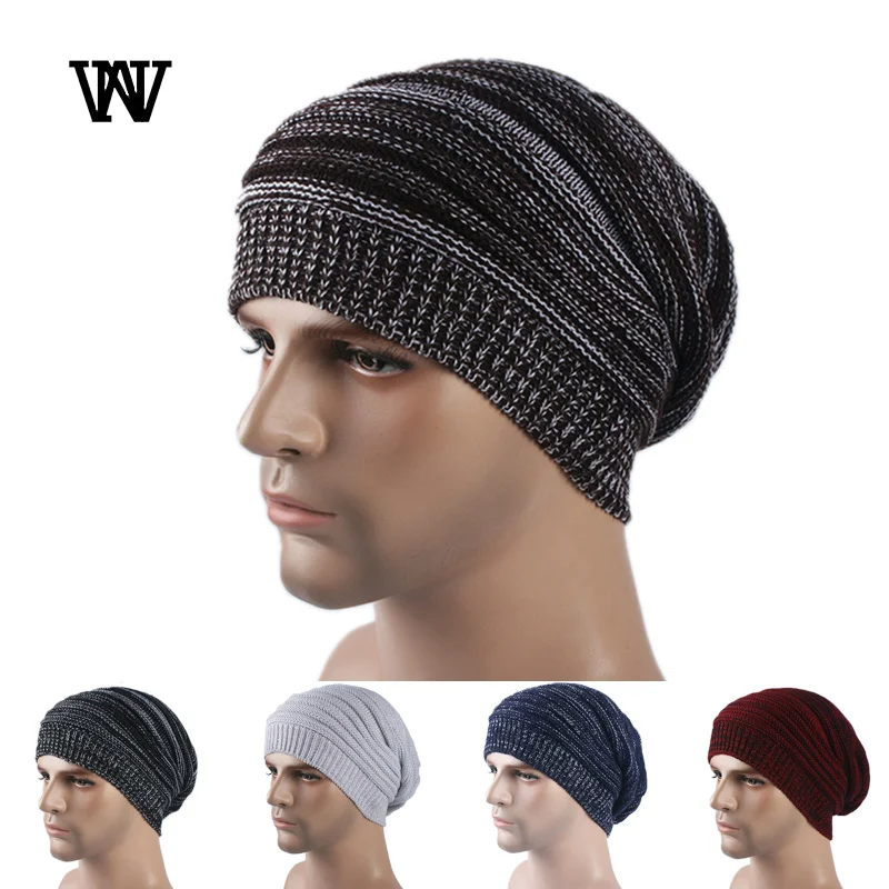 Top Trends: Striped Baggy Skullies Beanies Hats For Men Winter Cap Women&#039;s Outdoor Bonnet Hat Female Soft Warm Knitted Hat For Boys TTM-CZX9 Shoppable Styles