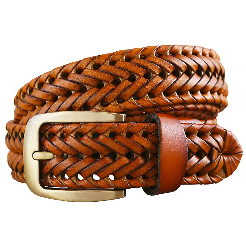 Top Trends: Luxury Genuine Leather Braided Belt Man Fashion Men Belts Quality Cow Skin With Faux Leather Waist Strap Male For Jeans W 3.3 Cm Shoppable Styles - Image 3