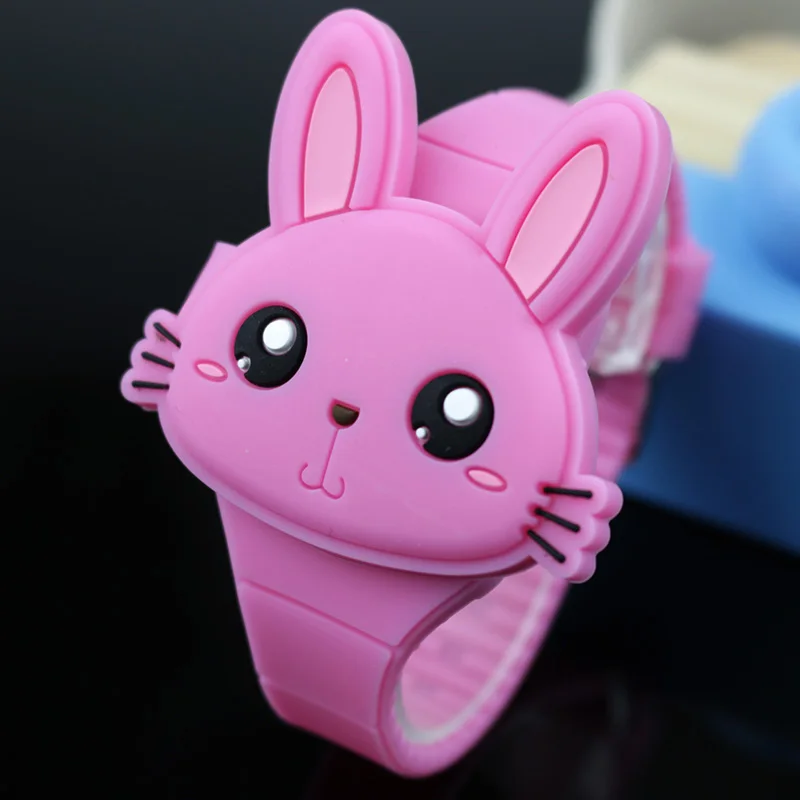 Top Trends: Lovely Rabbit Cartoon Children Watches Flip Cover Rubber Electronic Kids Watch For Boy Student Girls Clock Reloj Infantil Saati Shoppable Styles