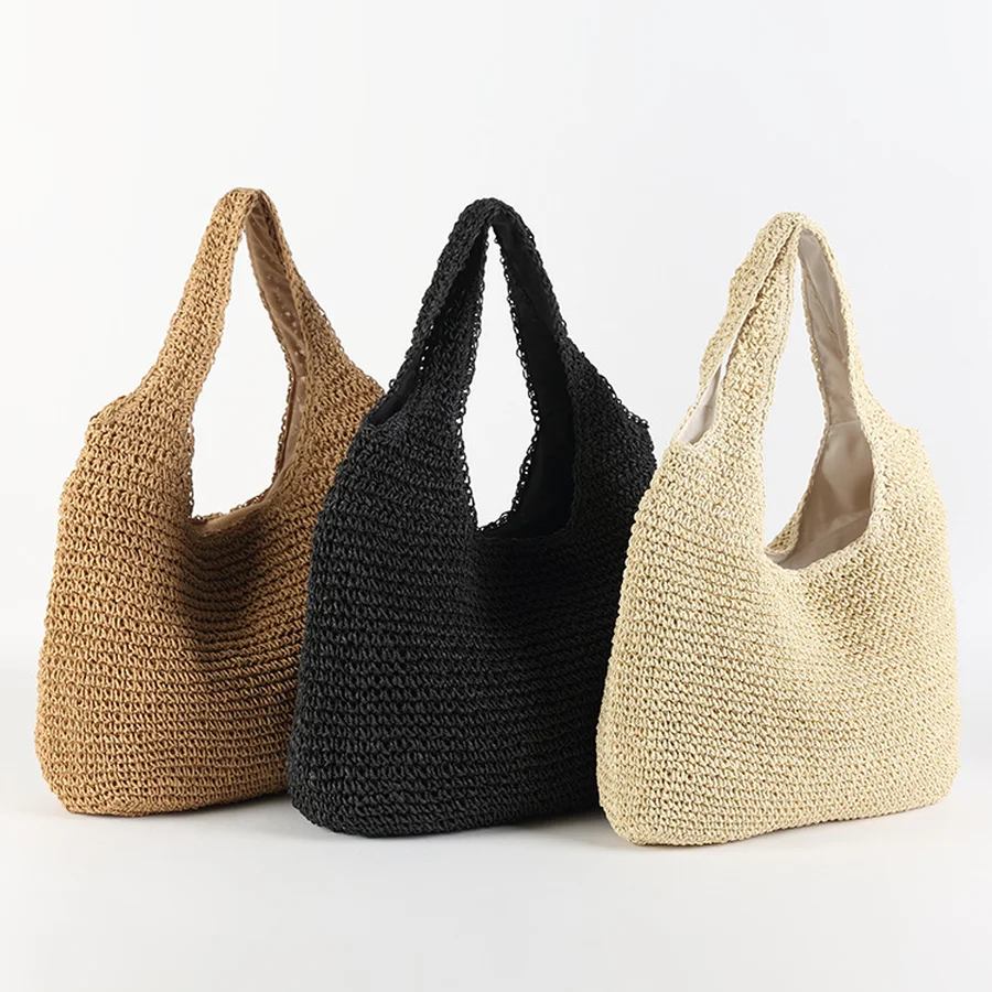 Top Trends: Fashion Straw Women Shoulder Bags Paper Woven Female Handbags Large Capacity Summer Beach Straw Bags Casual Tote Purses 2022 Shoppable Styles - Image 2