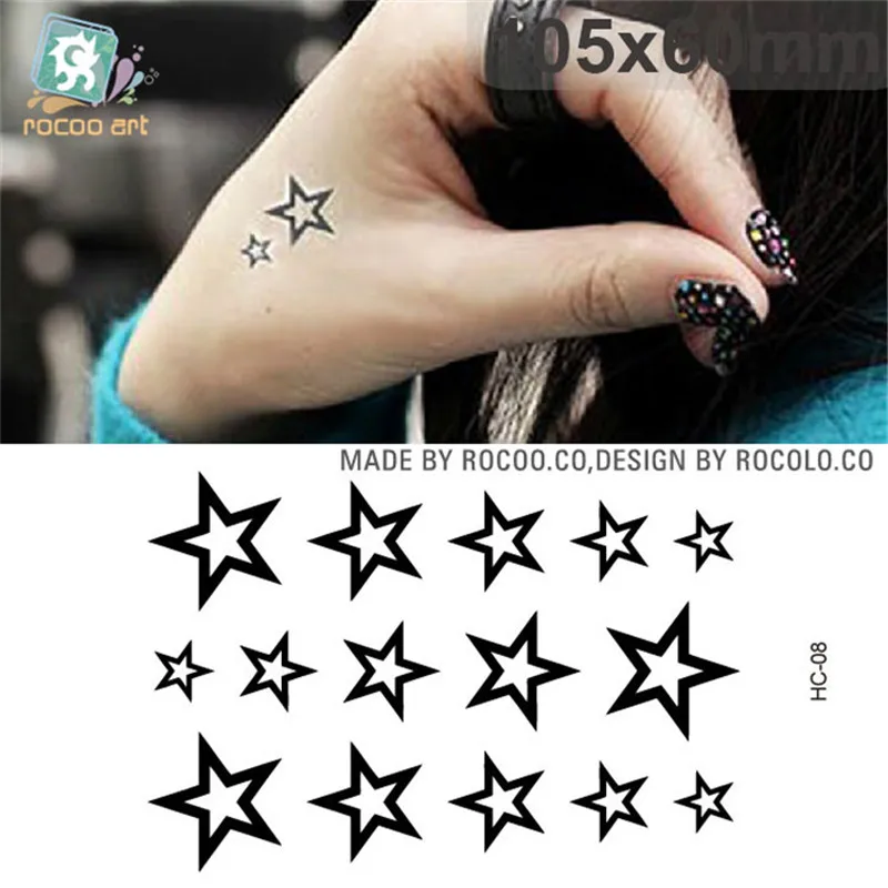 Top Trends: Body Art Waterproof Temporary Tattoos For Men Women Classics 3d Star Design Flash Tattoo Sticker HC1008 Shoppable Styles