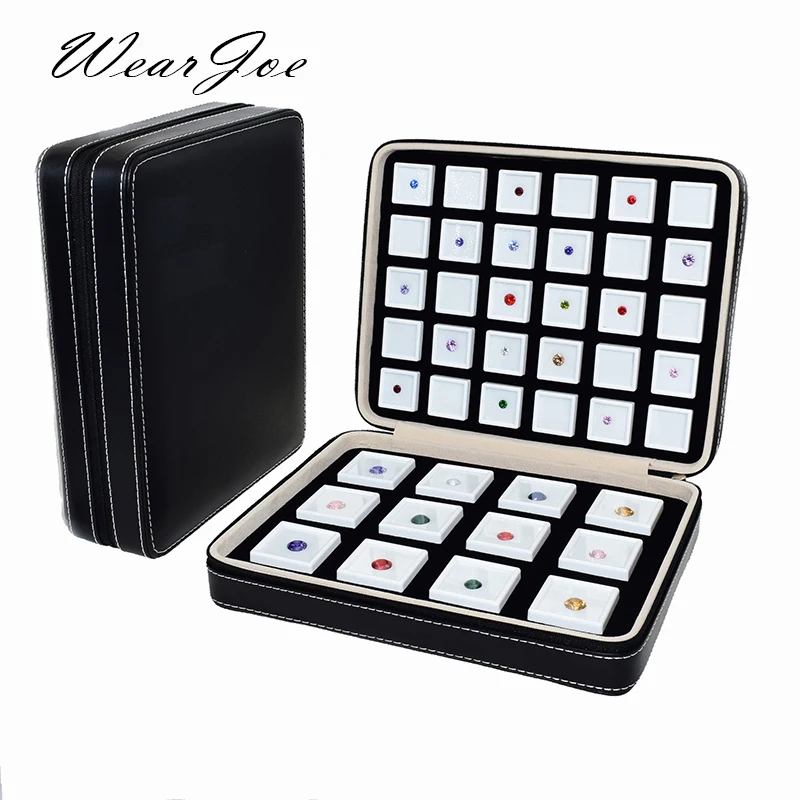 Top Trends: Portable Quality PU Leather Gem Box Insert Storage Display Gemstone Travel Ziplock Bag Loose Diamond Organizer Gem Box Container Shoppable Styles