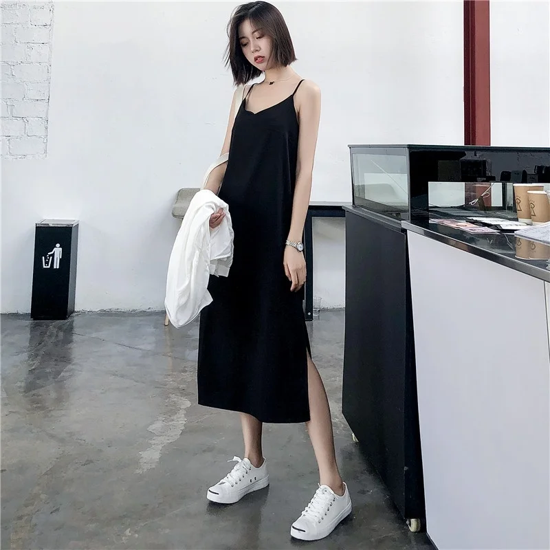 Top Trends: Sexy Women Maxi Dress Black Sling Dress Female Summer 2022 Sleeveless V-neck Vest Long Women Dresses Shoppable Styles