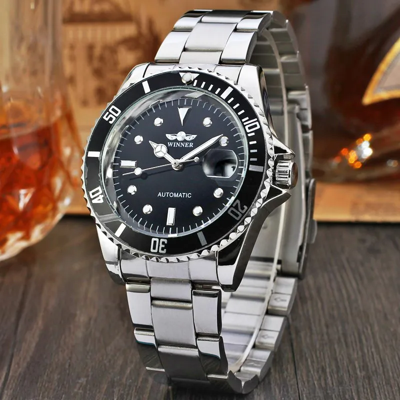 Top Trends: Mens Famous Winner Brand Bezel Dial Automatic Mechanical Watches Male Stainless Steel Self-wind Business Clock Relogio Masculino Shoppable Styles