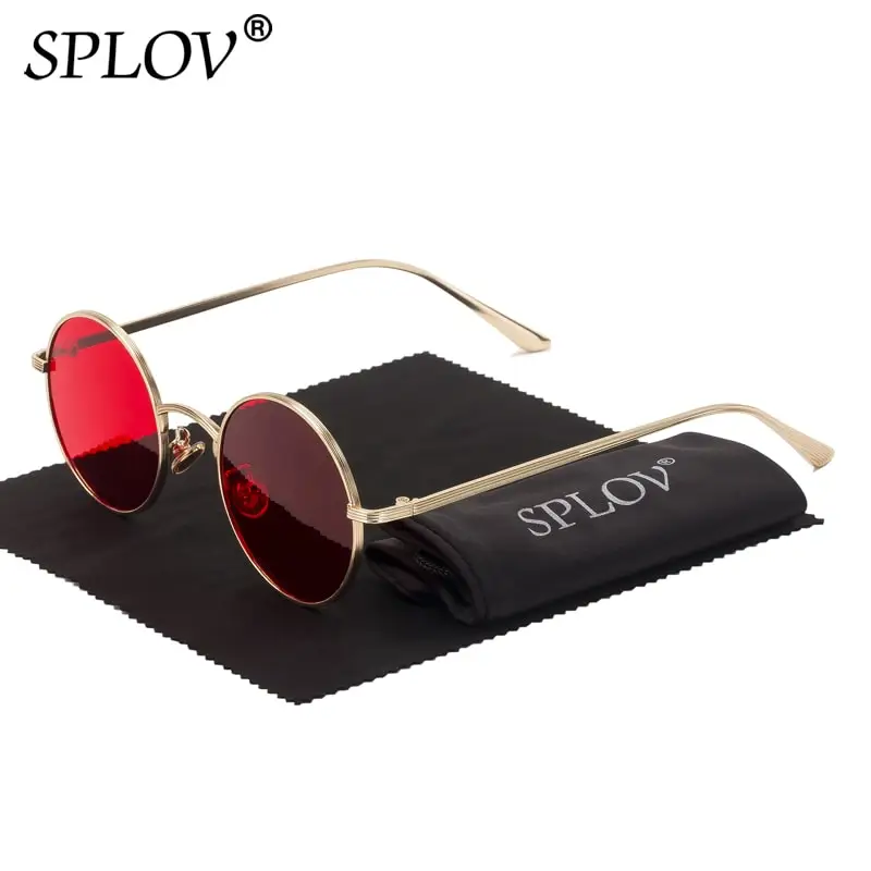 Top Trends: SPLOV Vintage Men Sunglasses Women Retro Punk Style Round Metal Frame Colorful Lens Sun Glasses Fashion Eyewear Gafas Sol Mujer Shoppable Styles