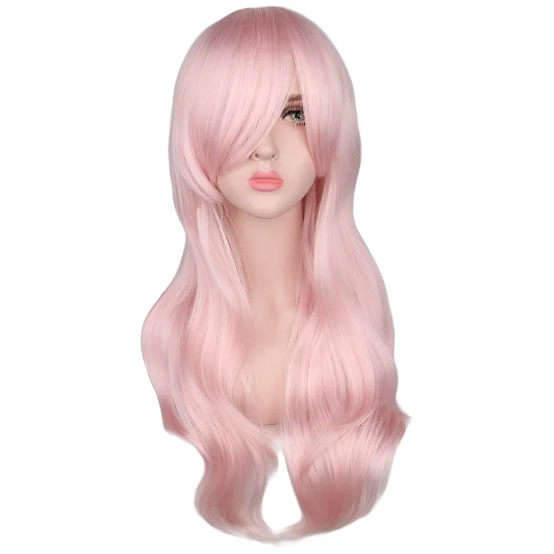 Top Trends: QQXCAIW Long Curly Wig Women Cosplay Light Pink Heat Resistant Synthetic Hair Wigs Shoppable Styles