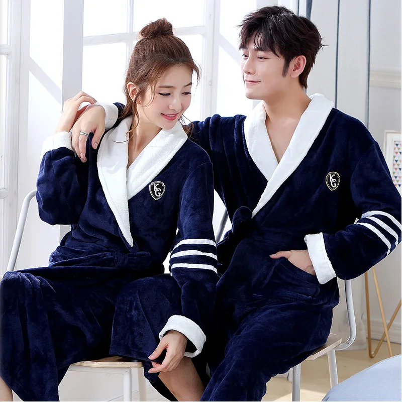 Top Trends: Winter Thick Warm Female Coral Fleece Kimono Robe Lovers Couple Nightgown Bath Gown Sleepwear Men Large Nightwear M L XL XXL 3XL Shoppable Styles