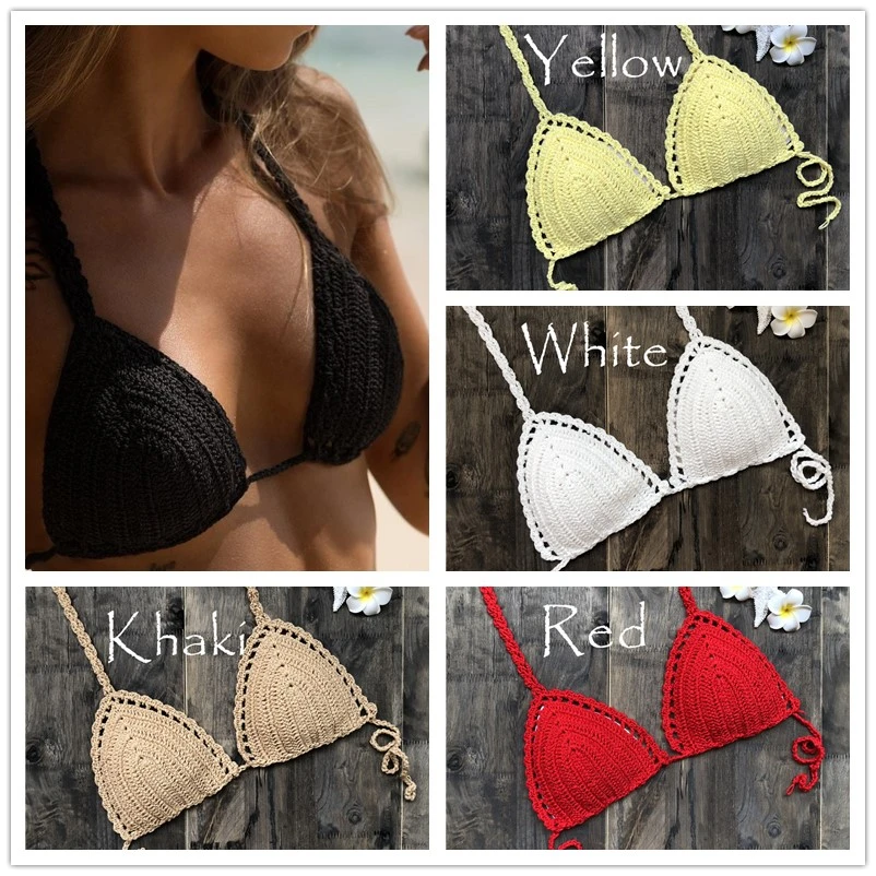 Top Trends: Sexy Bikini Top Crochet Strips Bandage Swimwear Beachwear Women Bikini Tops Swimsuit Female Bathing Suit Biquinis Feminino 2019 Shoppable Styles