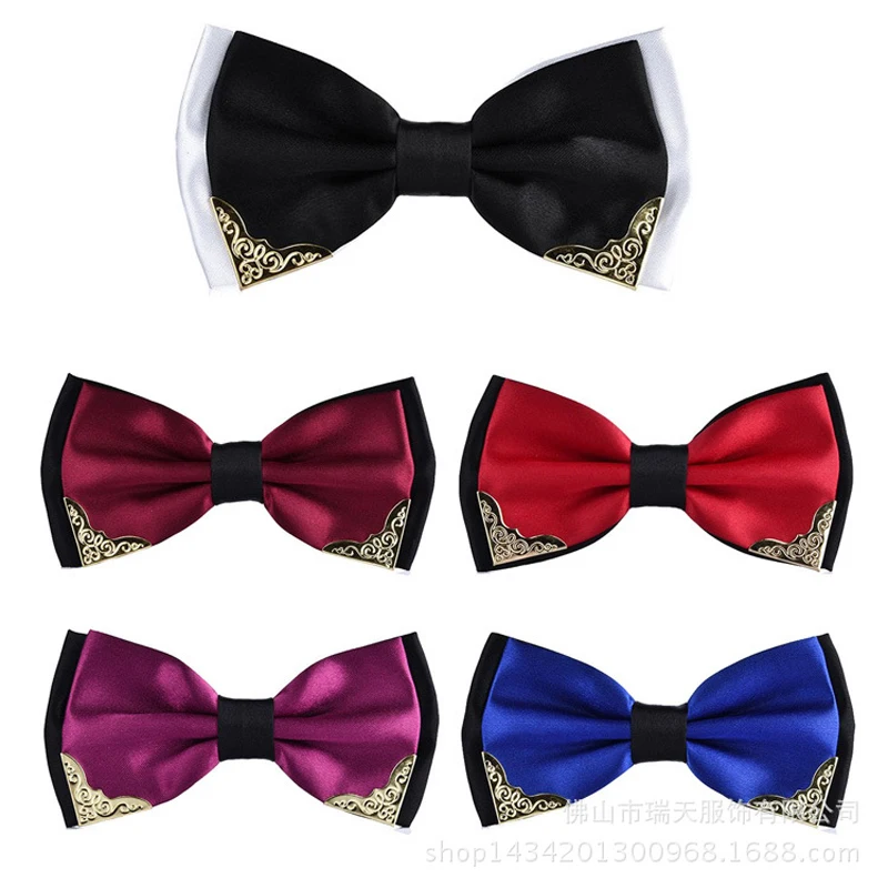 Top Trends: Men's Business Bow Tie Metal Head Solid Noble Classic Polyester Butterfly Bowtie Cravat Bowties Male Neckwear Wedding Neckties Shoppable Styles - Image 6