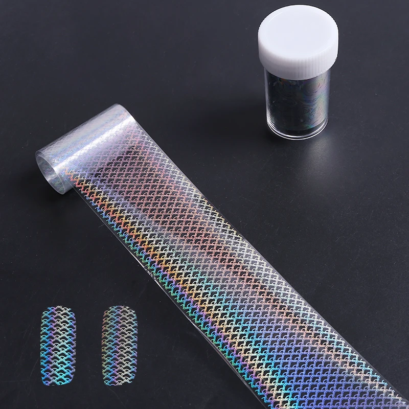 Top Trends: Fish Scale Laser Nail Art Transfer Sticker Holographic Lace Starry Nail Foil 4*100cm Manicure For Nail Art Decoratio Shoppable Styles