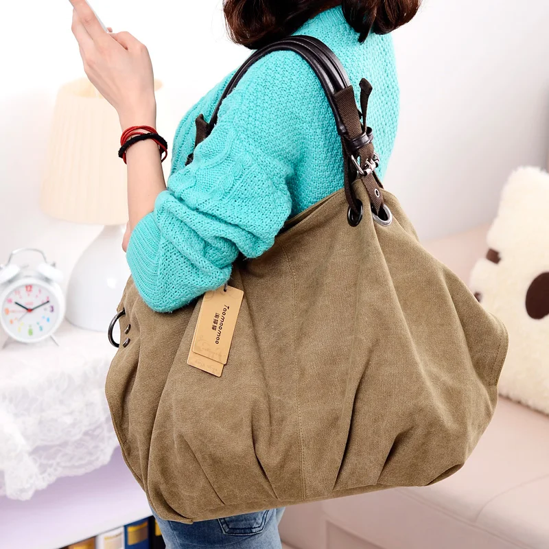 Top Trends: Women Canvas Messenger Bags Female Crossbody Bags Solid Shoulder Bag Fashion Casual Designer Female Handbag Large Capacity Tote Shoppable Styles - Image 5